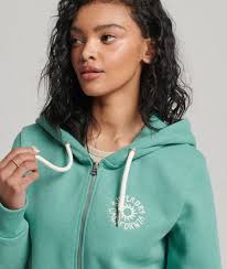 womens Vintage Cali Cutout Zip Hoodie in Beryl Green Marl