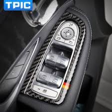 For Mercedes C Class W205 Glc Accessories Carbon Fiber Car Window Switch Armrest Panel Trim C180 C200 Car Styling Stickers Revi C Class Carbon Fiber Car Window