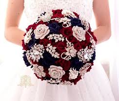 Navy Blue And Burgundy Rose Gold Brooch Bouquet Etsy Gold And Burgundy Wedding Navy And Burgundy Wedding Rose Gold Bouquet
