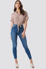 I want to order a boots. Skinny High Waist Raw Hem Jeans Blue Na Kd Com