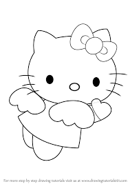 How To Draw Hello Kitty Angel Drawingtutorials101 Com Hello Kitty Drawing Kitty Drawing Cat Drawing For Kid