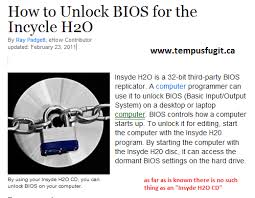 Reveal, unlock or reset bios security password for useful utilities: Insyde H2o Bios Unlock