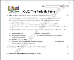 The Periodic Table Quiz Education Lesson Plans Teaching Science Middle School Science