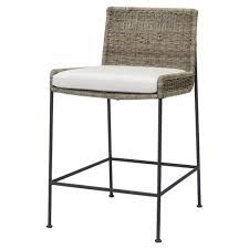 This large portable kitchen islands constitutes. Palecek Nora Coastal Beach Brown Rattan Black Metal Counter Stool Kathy Kuo Home
