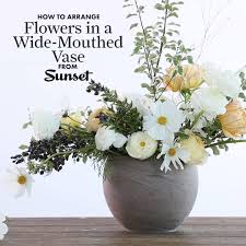 Arrange smaller flowers around the larger ones. Sunset How To Arrange Flowers In A Wide Mouthed Vase Facebook