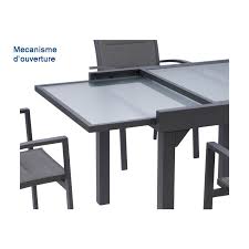 Ensemble de jardin moderne en aluminium. Ensemble Modulo 4 Gris Ensemble Table Chaise Jardin