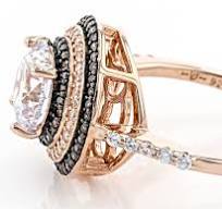 White And Mocha Cubic Zirconia 18K Rose Gold Over Sterling Silver Ring  3.83ctw