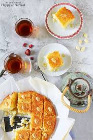 Basbousa Semolina Cake With Lemon Rose Syrup In 2020 Semolina Cake Semolina Middle Eastern Desserts