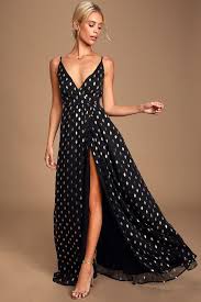 Lulus Galaxy Lights Black And Gold Polka Dot Sleeveless Maxi Dress Size X Large 100 Polyester Maxi Dress Gold Maxi Dress Sleeveless Maxi Dress
