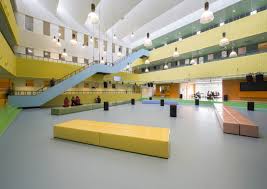 Colourful Flooring At Dr Mollercollege In Waalwijk Flooring Colours Innovative School Design School Architecture Schools Around The World