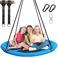 The gentle swinging motion is inviting and it can fit three people supporting up to 750 lbs. 40 Tree Swing Round Saucer Swing Set Indoor Outdoor 700lbs For Kids And Adults Ebay
