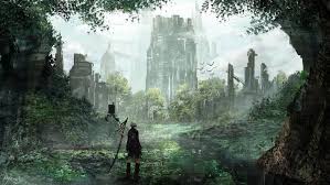 Black and white wallpaper with a picture of a katana stuck in the water, from which flowers grow, and the background looks like space. Imgur Com Nier Automata Automata Fantasy Art Landscapes