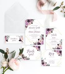 Wedding Invitation Set Instant Download Dusty Purple Blush Etsy Wedding Invitation Sets Purple Wedding Invitations Floral Wedding Invitations
