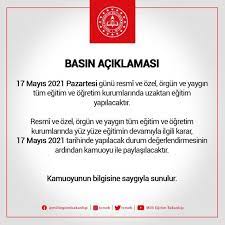 Milli eğitim bakanı selçuk'tan son dakika yüz yüze eğitim açıklaması: Son Dakika 17 Mayis Ta Tum Egitim Ve Ogretim Kurumlarinda Uzaktan Egitim Yapilacak Son Dakika