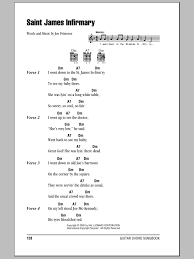 Saint James Infirmary Sheet Music Joe Primrose Guitar Chords Lyrics Guitar Chords And Lyrics Saint James Guitar Lessons For Beginners