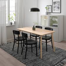 Lisabo Idolf Table And 4 Chairs Ash Veneer Black Ikea Ikea Dining Table Ikea Dining Wood Dining Table