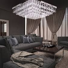 Modern Square Raindrop K9 Crystal Chandelier Living Room Ceiling Light Sofary