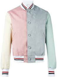 Thom Browne Colour Block Varsity Jacket The Webster Farfetch Com Designer Bomber Jacket Varsity Jacket Men Brown Jacket Men