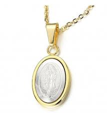 Small Gold Virgin Mary Maria Oval Miraculous Medal Pendant Stainless Steel Necklace For Men Women 2 C911wmej2np Stainless Steel Necklace Men Necklace Pendant