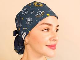 Moon & Stars Custom Scrub Cap, Satin Lined Ponytail Scrub Hat, Name  Personalized Surgical Cap for Theatre Nurse, Gift for Doctors RN Midwife