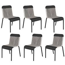 Set Of Six Black And White Resin Stackable Chairs Leather Armchair Modern Stackable Chairs Fabric Dining Room Chairs