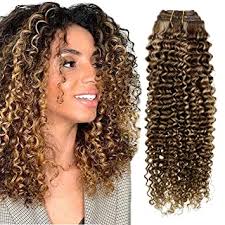 See more ideas about curly hair styles naturally, curly hair styles, hair styles. Amazon Com Hetto Kinky Curly Clip In Hair Extensions Human Hair Blonde Highlight Brown Hair Extensions Clip In Wavy Human Hair 18 Inch 7pcs 100g Clip In Extensions Tight Curly Hair Beauty