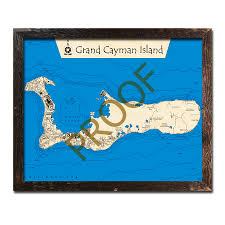 framed grand cayman 3d nautical wood map chart caribbean