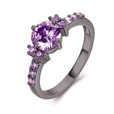 Rose Gold Color Ring With Purple Stone Gold Color Ring Colored Engagement Rings Purple Wedding Rings
