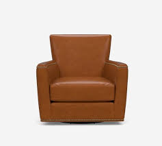 W 30 h 33 d 34. Irving Square Arm Leather Swivel Glider Pottery Barn