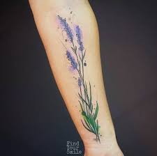 Watercolor Lavender Tattoo On Forearm By Russell Van Schaick Lavender Tattoo Tattoos Wildflower Tattoo