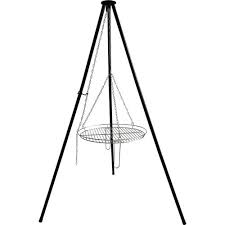 Here's our fire pit grill set up it's a tripod hanging grill, which hangs over the fire pit and has an adjustable height via a pulley system in order to. Backyard Creations 30 Tripod Campfire Grill At Menards