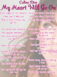 Near, far, wherever you are i believe that the heart does go on once more, you open the door and you're here in my heart and my heart will go on and on Celine Dion My Heart Will Go On Lyrics Sheet Great Song Lyrics Lyrics Favorite Lyrics