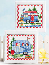 Happy campers 9 theme quilt blocks jack dempsey needle art. Road Trip Counted Cross Stitch Pattern