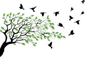 Black And White Tree Images Clip Art Live Oak Tree Clip Art Black And White Vector Illustration Of Tree Silhouette With Bird Flying Dekorasi Dinding Dekorasi Dinding