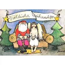 Download the perfect sofa pictures. Janosch Weihnachtspostkarte Weihnachtsmann Und Engel Sitzend Auf Dem