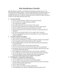 Risk Identification Checklist Projektmanagement Projekte