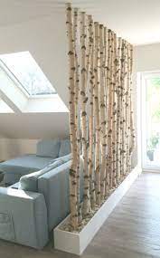 Coole idee für diy raumteiler aus farbigen kleiderbügeln. Birch Trees In The House Birke Front Wall Homemade Room Decoration Raumteiler Zimmerdekoration Raumteiler Ideen