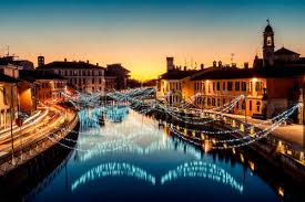 Bocconi university is minutes away. Christmas Lights At Navigli Milano Italy Winter Xmas Time Stock Photo Crushpixel