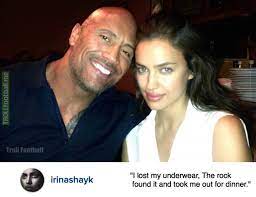 The couple first met on a set of an armani advertisement shoot. Irina Shayk On Instagram Rock Took Me Out For Dinner Troll Football