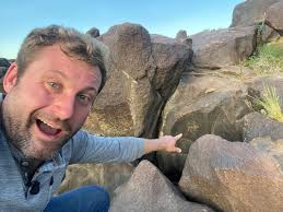 Fossil Falls! This crazy rock formation is located off Highway 395 just  south of Coso Junction. The rocks look like Swiss cheese because of  thousands of years of erosion following melting of