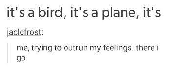 It's a bird, it's a plane, it's. It S A Bird It S A Plane It S Me Trying To Outrun My Feelings Funny Quotes Fun Quotes Funny Tumblr Funny