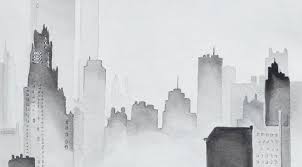 Black And White City Skyline Drawing Modern Contemporary Buildings City Scape In Black And White Unframed 12 X 16 Inches City Painting City Art Building Art