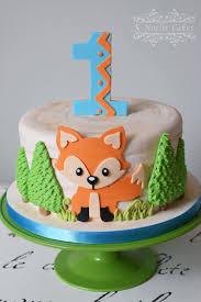 Birthday Cake For Baby Boy 1 Year India Fox Theme 1st Birthday Cake By K Noelle Cakes Baby Boy Birthday Cake Boys 1st Birthday Cake Boy Birthday Cake