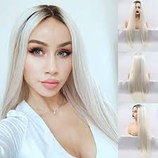 Amazon.com : karissa Hair Platinum Blonde Lace Front Wigs for Women Blonde  Long Synthetic Wigs with Dark Roots Ombre Blonde Long Straight Wigs  Glueless Heat Resistant Cosplay Daily Party Use 24inches :