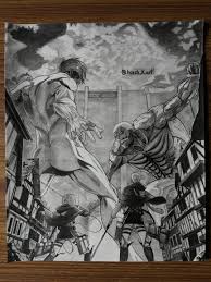 Eren Vs Armored Titan Attack On Titan In 2020 Art Anime Art Humanoid Sketch