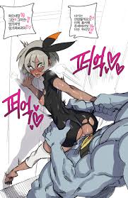 ratatatat74, bea (pokemon), machamp, creatures (company), game freak,  nintendo, pokemon, pokemon swsh, bad id, bad pixiv id, highres, translation  request, 1boy, 1girl, against wall, ass, back, barefoot, belt, bent over,  blue eyes, blush, bodysuit, breasts,