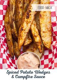 Spiced Potato Wedges And Campfire Sauce Recipe Recipe Spiced Potato Wedges Recipes Potato Wedges