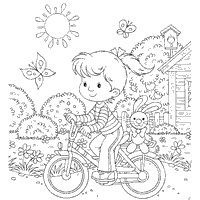Download this adorable dog printable to delight your child. Girl On A Bicycle Coloring Pages Surfnetkids