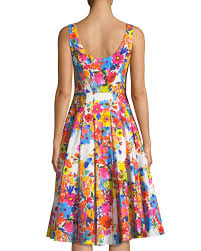 Milly Floral Print Sleeveless Satin Tea Length Cocktail Dress Tea Length Cocktail Dresses Milly Dress Dresses