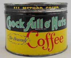 When the great depression struck, he converted them to lunch counters, serving a cup of coffee and a sandwich for 5 cents. Chock Full O Nuts Key Wind Coffee Can